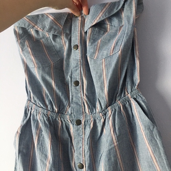 Boho Striped Strapless Shirt dress Small - Picture 9 of 10